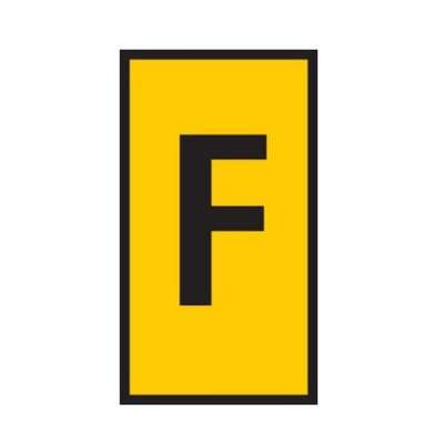 HellermannTyton WIC Snap On Clip On Cable Marker, Yellow, Pre-printed "F", 2.8 → 3.8mm Cable