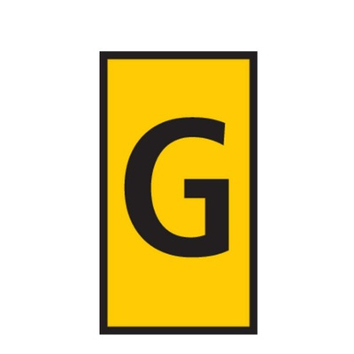 HellermannTyton WIC Snap On Clip On Cable Marker, Yellow, Pre-printed "G", 2.8 → 3.8mm Cable