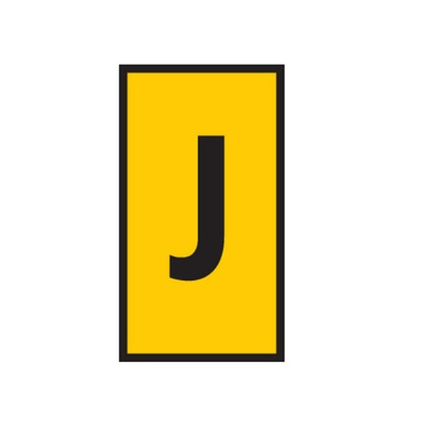 HellermannTyton WIC Snap On Clip On Cable Marker, Yellow, Pre-printed "J", 2.8 → 3.8mm Cable