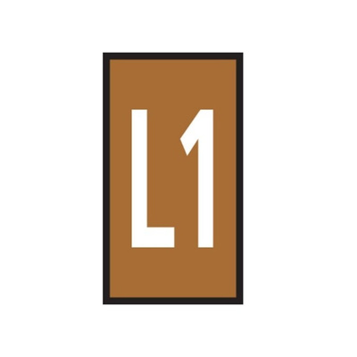 HellermannTyton WIC Snap On Clip On Cable Marker, Brown, Pre-printed "L1", 2.8 → 3.8mm Cable