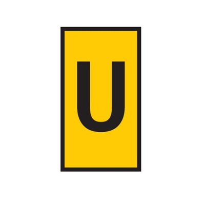 HellermannTyton WIC Snap On Clip On Cable Marker, Yellow, Pre-printed "U", 2.8 → 3.8mm Cable