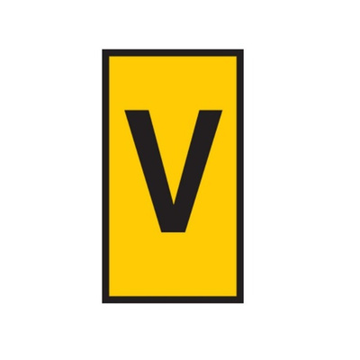 HellermannTyton WIC Snap On Clip On Cable Marker, Yellow, Pre-printed "V", 2.8 → 3.8mm Cable
