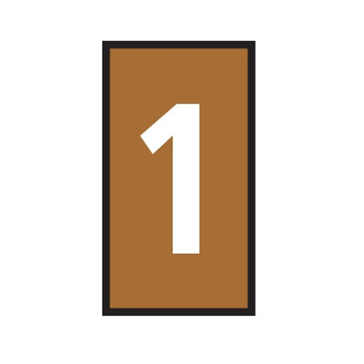 HellermannTyton WIC Snap On Clip On Cable Marker, Brown, Pre-printed "1", 4.3 → 5.3mm Cable