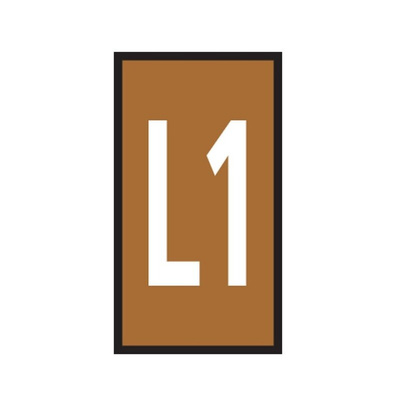 HellermannTyton WIC Snap On Clip On Cable Marker, Brown, Pre-printed "L1", 4.3 → 5.3mm Cable