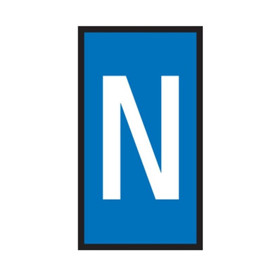 HellermannTyton WIC Snap On Clip On Cable Marker, Blue, Pre-printed "N", 4.3 → 5.3mm Cable