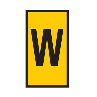 HellermannTyton WIC Snap On Clip On Cable Marker, Yellow, Pre-printed "W", 4.3 → 5.3mm Cable