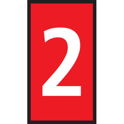 HellermannTyton HODS50 Slide On Cable Marker, White on Red, Pre-printed "2", 1.7 → 3.6mm Cable