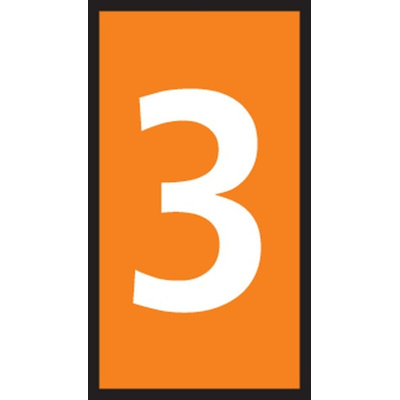 HellermannTyton HODS50 Slide On Cable Marker, Orange, Pre-printed "3", 1.7 → 3.6mm Cable