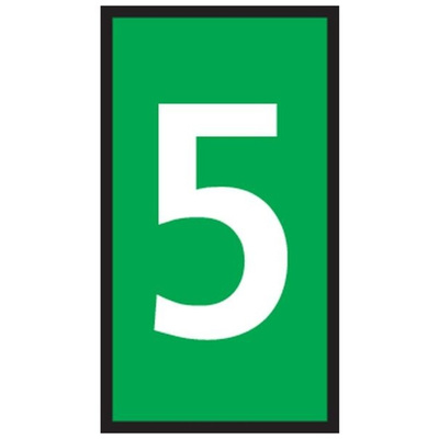 HellermannTyton HODS50 Slide On Cable Marker, White on Green, Pre-printed "5", 1.7 → 3.6mm Cable