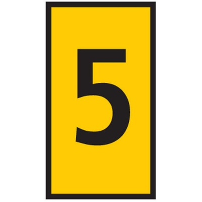 HellermannTyton HODS50 Slide On Cable Marker, Black on Yellow, Pre-printed "5", 1.7 → 3.6mm Cable