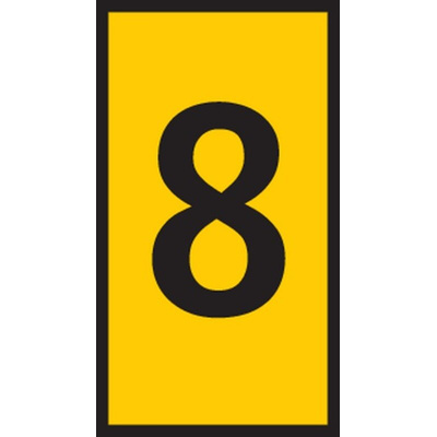 HellermannTyton HODS50 Slide On Cable Marker, Black on Yellow, Pre-printed "8", 1.7 → 3.6mm Cable