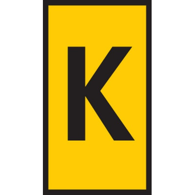 HellermannTyton HODS50 Slide On Cable Marker, Black on Yellow, Pre-printed "K", 1.7 → 3.6mm Cable