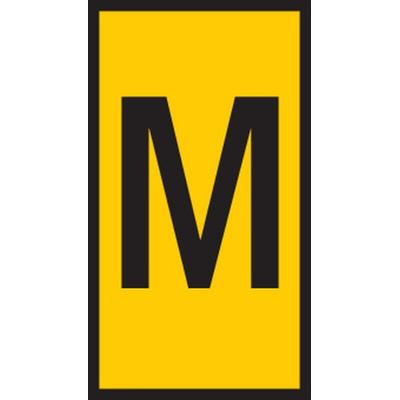 HellermannTyton HODS50 Slide On Cable Marker, Black on Yellow, Pre-printed "M", 1.7 → 3.6mm Cable