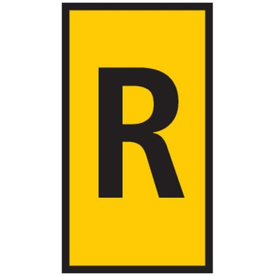 HellermannTyton HODS50 Slide On Cable Marker, Black on Yellow, Pre-printed "R", 1.7 → 3.6mm Cable