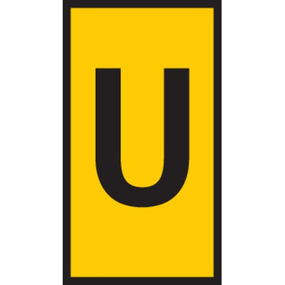 HellermannTyton HODS50 Slide On Cable Marker, Black on Yellow, Pre-printed "U", 1.7 → 3.6mm Cable