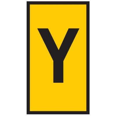 HellermannTyton HODS50 Slide On Cable Marker, Black on Yellow, Pre-printed "Y", 1.7 → 3.6mm Cable