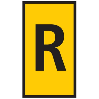 HellermannTyton HODS85 Slide On Cable Marker, Black on Yellow, Pre-printed "R", 1.8 → 6.3mm Cable