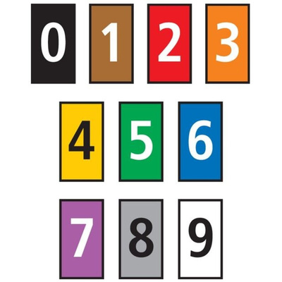 HellermannTyton WIC0 Cable Markers, assorted colours, Pre-printed "0 → 9", 2 → 2.8mm Cable