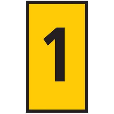 HellermannTyton WIC0 Cable Markers, Yellow, Pre-printed "1", 2 → 2.8mm Cable