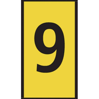 HellermannTyton WIC0 Cable Markers, Yellow, Pre-printed "9", 2 → 2.8mm Cable