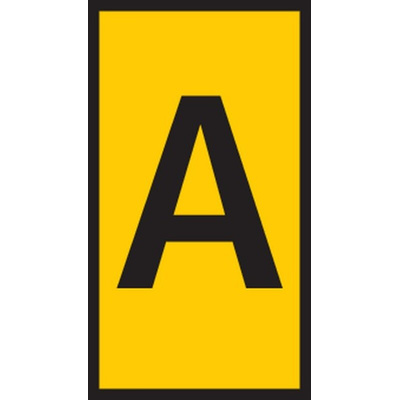 HellermannTyton WIC1 Snap On Cable Markers, Yellow, Pre-printed "A", 2 → 2.8mm Cable