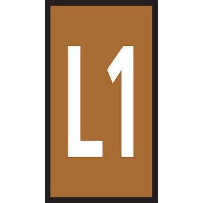 HellermannTyton WIC1 Cable Markers, Brown, Pre-printed "L1", 2 → 2.8mm Cable