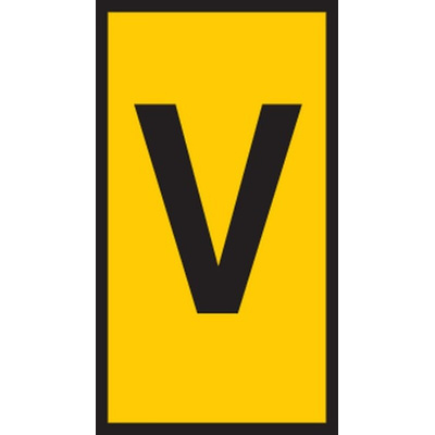 HellermannTyton WIC1 Cable Markers, Yellow, Pre-printed "V", 2 → 2.8mm Cable