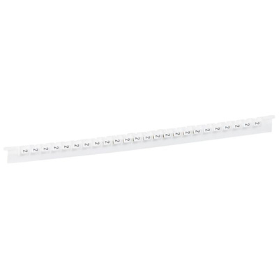 Legrand Cable Marker, Black on White, Pre-printed "2", 0.8 → 2.2mm Cable, for Closed-Ring Tracking System, Wiring