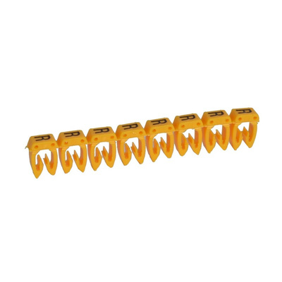 Legrand CAB 3 Clip On Cable Marker, Black on Yellow, Pre-printed "R", 1 → 2.3mm Cable, for Marking of Wiring,