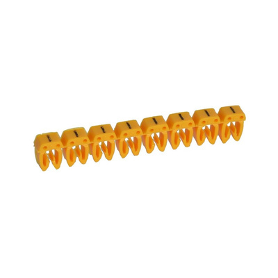Legrand CAB 3 Clip On Cable Marker, Black on Yellow, Pre-printed "Minus Sign", 1 → 2.3mm Cable, for Wiring and