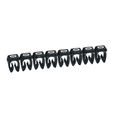 Legrand CAB3 Clip On Cable Marker, White on Black, 3.8 → 5mm Cable, for Marking of Wiring, Viking 3 Terminal