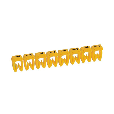 Legrand CAB3 Clip On Cable Marker, Black on Yellow, Pre-printed "T", 3.8 → 5mm Cable, for Marking of Wiring,