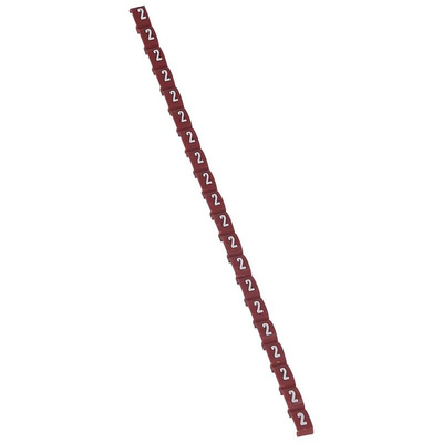 Legrand Clip On Cable Marker, White on Red, Pre-printed "2", for Cable