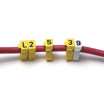 HellermannTyton WIC Snap On Cable Markers, Yellow, Pre-printed "7", 4.3 → 5.3 Cable