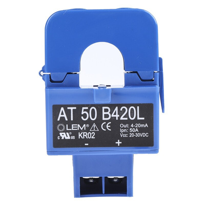 LEM AT Series Current Transformer, 50A Input, 50:1, 4 → 20 mA Output, 16mm Bore, 20 → 30 V dc