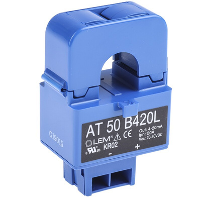 LEM AT Series Current Transformer, 50A Input, 50:1, 4 → 20 mA Output, 16mm Bore, 20 → 30 V dc