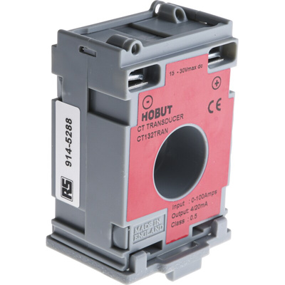 HOBUT CT132TRAN Series Current Transformer, 100A Input, 100:1, 4 → 20 mA Output, 21mm Bore, 15 → 30 V