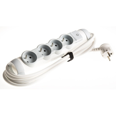 Legrand 3m 4 Socket Type E - French Extension Lead, 250 V ac