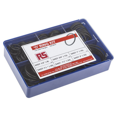 RS PRO Imperial O-Ring Kit to suit SAE Flanges Nitrile, Kit Contents 125 Pieces
