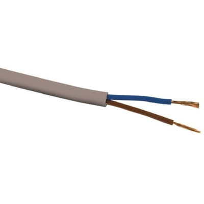RS PRO 3 Core 1.5 mm² Power Cable, Grey Polyvinyl Chloride PVC Sheath 100, 15 A 300 V, 500 V, 3183Y H05VV-F