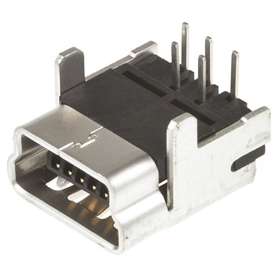 Molex, On-The-Go USB Connector, Through Hole, Socket 2.0 B, Solder, Right Angle
