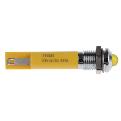 RS PRO Yellow Indicator, 24 V ac, 8mm Mounting Hole Size, Solder Tab Termination