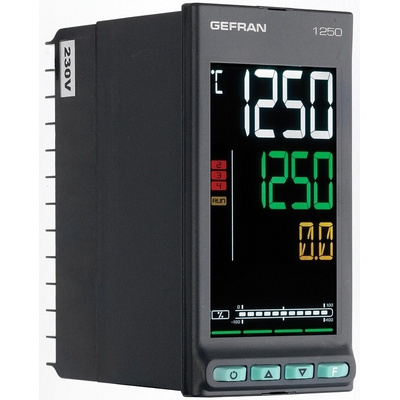Gefran 1250 PID Temperature Controller, 48 x 96mm, 3 Output Relay, 20  27 V ac/dc Supply Voltage