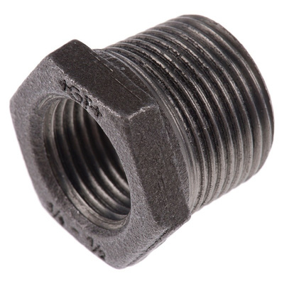 Georg Fischer Malleable Iron Fitting Reducer Bush, 3/4 in BSPT Male (Connection 1), 1/2 in BSPP Female (Connection 2)