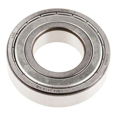 FAG 6206-2Z-C3 Single Row Deep Groove Ball Bearing- Both Sides Shielded 30mm I.D, 62mm O.D