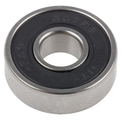 FAG 607-2RS Single Row Deep Groove Ball Bearing- Both Sides Sealed 7mm I.D, 19mm O.D