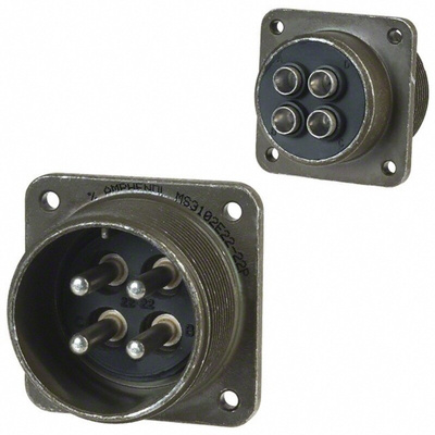 Amphenol, MS-E 4 Way MIL Spec Circular Connector, Pin Contacts,Shell Size 22, Quick Coupling Threaded, MIL-DTL-5015
