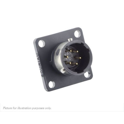 Souriau, UTGX 6 Way Flange Mount Circular Connector Plug, Pin Contacts,Shell Size 10, Bayonet, MIL-DTL-26482