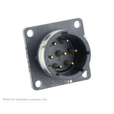 Souriau, UTGX 7 Way Flange Mount Circular Connector Plug, Pin Contacts,Shell Size 14, Bayonet, MIL-DTL-26482