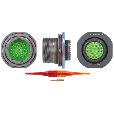 Souriau, 8D 26 Way Panel Mount MIL Spec Circular Connector Receptacle, Pin Contacts,Shell Size 17, Screw Coupling,